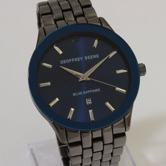Geoffrey Beene Men's Casual Watch Sapphire Blue Dial GunMetal Finish 42mm - Picture 5 of 13